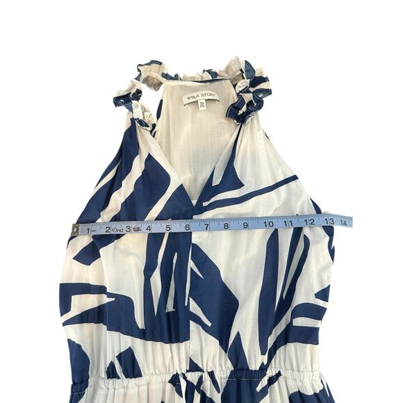 Willa Story Blue White Flowy Whimsical Tiered Broomstick Maxi Dress Size XS - Picture 8 of 11